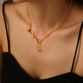Gold Open Heart Pearl And Rose Toggle Chain Necklaces view 2