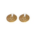 Gold Tone Filigree Oversized Round Disc Statement Earrings view 5