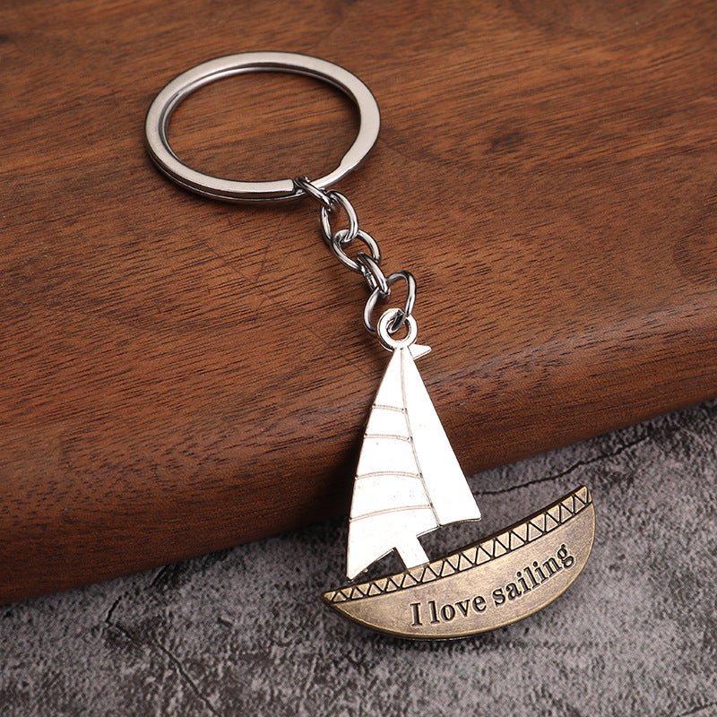 Sailboat Metal Keychain Bag Charm Lucky Gift Accessory