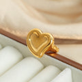 Chunky Heart Signet Ring Polished Gold Steel Tones view 2