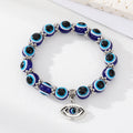 Silver Tone Blue Evil Eye Bead Stretch Bracelets with Six Charms view 6