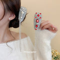 Gray Flocked Crystal Teardrop Tassel BB Hair Clips view 3