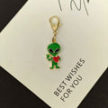 Green Enamel Alien Keychains Gold Lobster Clasp Four Styles view 9