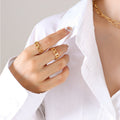 Gold Or Silver Curb Chain Link Band Ring Multiple Sizes view 1