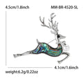 Silver Tone Leaping Deer Brooch With Shell Effect Body view 5