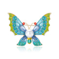 Enamel Butterfly Brooch Pearl Center Three Color Options view 1