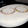 Gold Butterfly Crystal Open Cuff Bracelets Pink Multicolor view 4