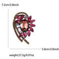 Fan Shaped Glass Crystal Brooch with Layered Leaf Accents view 4