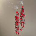 Heart Top Colorful Chip Long Tassel Stud Earrings Statement Pair view 8
