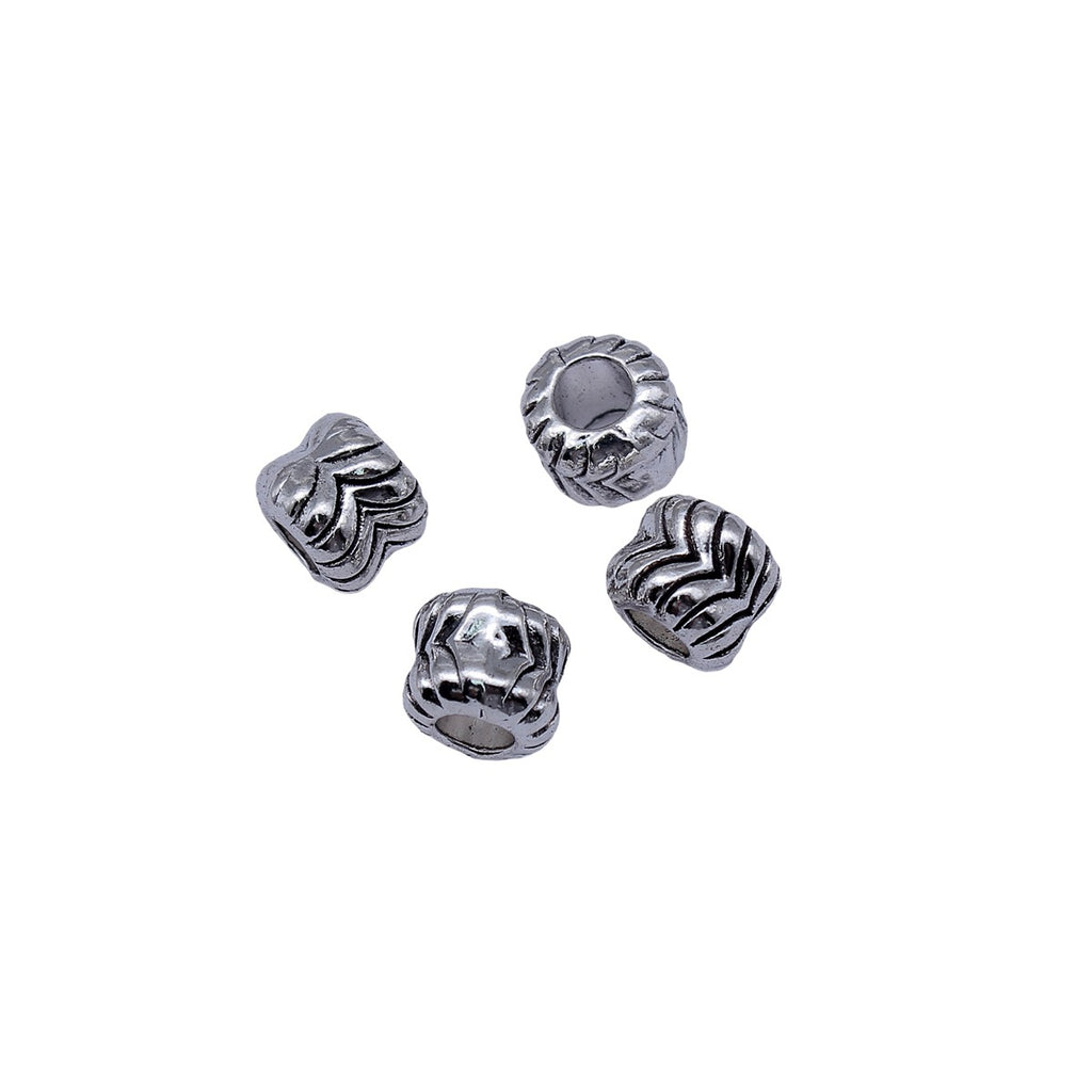 10x10x9mm 3g Antique Silver Zinc Alloy Carved Round Large Hole Spacer Beads for Bracelet Necklace DIY