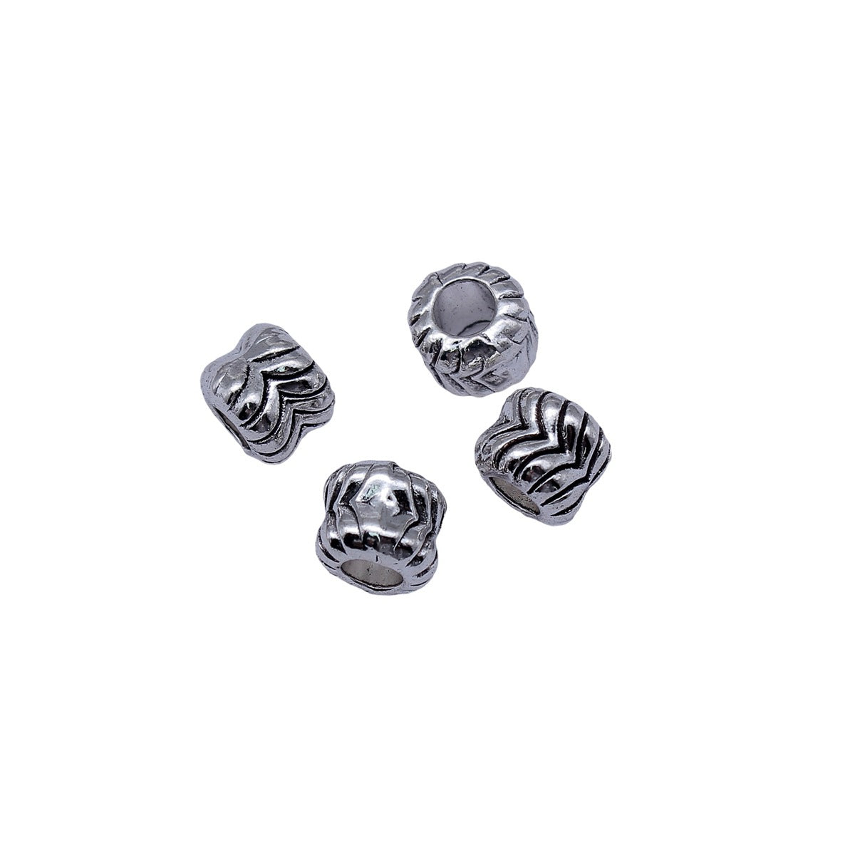 10x10x9mm 3g Antique Silver Zinc Alloy Carved Round Large Hole Spacer Beads for Bracelet Necklace DIY