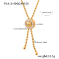 Lion Head Pave Ring Rope Chain Necklace Gold Tone Metal Set view 9