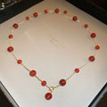 Red Agate Station Chain Necklace Gold Tone Multi Wear view 6
