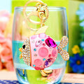 Jeweled Pufferfish Keychains in White Pink Blue and Purple view 2