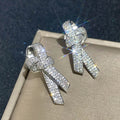 Silver Tone Pave Clear Stone Bow Knot Stud Earrings view 2
