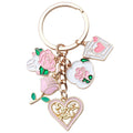 Pink Rose Love Heart Letter and Card Metal Keychain Set view 5