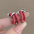 Braided Leather Look Color Knot Small Stud Earrings view 3