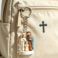 Holy Family Keychain With Thank You Card And White Organza Bag view 4