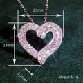 Silver Tone Heart Pendant Necklace Mixed Cut Clear Stones view 4