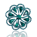 Layered Flower Brooch with Green or Yellow Crystal Petals view 1