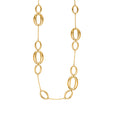 Gold Hollow Oval Link Long Sweater Necklace Stainless Steel view 5