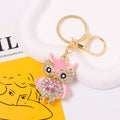 Rhinestone Enamel Owl Keychain Metal Cartoon Bird Bag Charm view 7