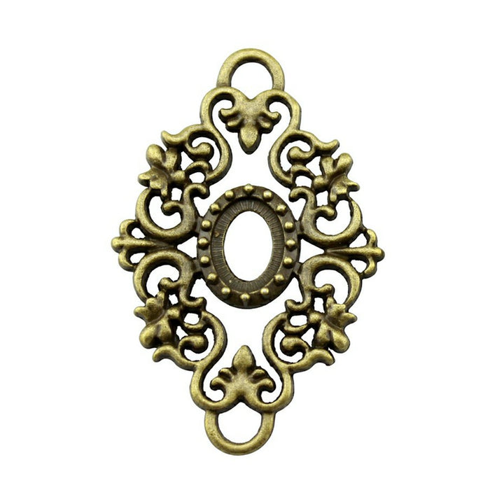 Antique Bronze Openwork Oval Scroll Connector Setting
