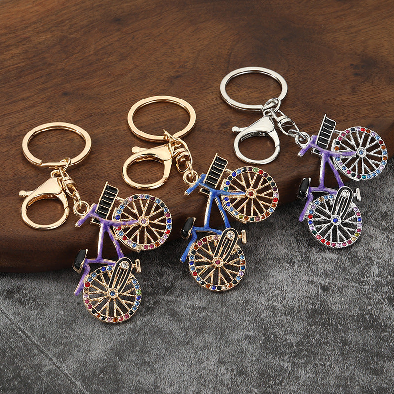 Rhinestone Bicycle Alloy Keychain Fashion Bike Model Pendant Gift