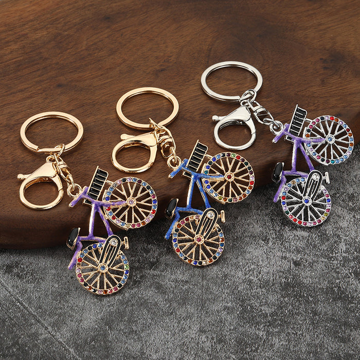 Rhinestone Bicycle Alloy Keychain Fashion Bike Model Pendant Gift
