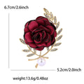 Fabric Rose Brooch Crystal Leaf Branch Pearl Five Colors view 10