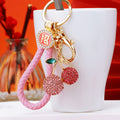 Jeweled Twin Cherry Keychains with Color-Coordinated Braided Loops view 2