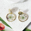 Gold Tone Confetti Flower Resin Stud Drop Earrings view 8