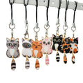 Six Colorful Cat Figure Phone Strap Charm Design Set view 5