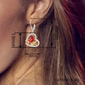 Red Bird Heart Drop Earrings in Silver Tone Polished Metal Earrings view 4