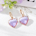Gold Tone Transparent Faceted Crystal Heart Huggie Drop Earrings view 2