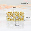 Gold Silver Lattice Clear Stone Wide Band Ring Sizes 6-10 view 4