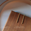 Gold Twisted Rope Vertical Long Dangle Stud Earrings view 4