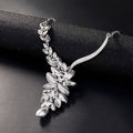 Black Silver Tone Crystal Leaf Sweep Crystal Five Designs Metal Necklace view 3