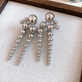 Graduated Metal Ball Fringe Statement Stud Earrings view 7