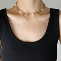 Knot Link Freshwater Pearl Necklace Bracelet Gold Steel Set view 8