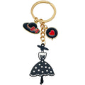 Black Polka Dot Dress Hat and Heart Metal Keychain view 5