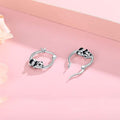 Silver-Tone Cartoon Panda Climbing Mini Hoop Earrings view 4