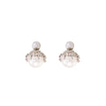 Silver Filigree Pearl Look Two Way Round Stud Earrings view 5
