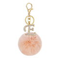 Rhinestone Initial Letter Pom Pom Keychain Peach Purple view 10