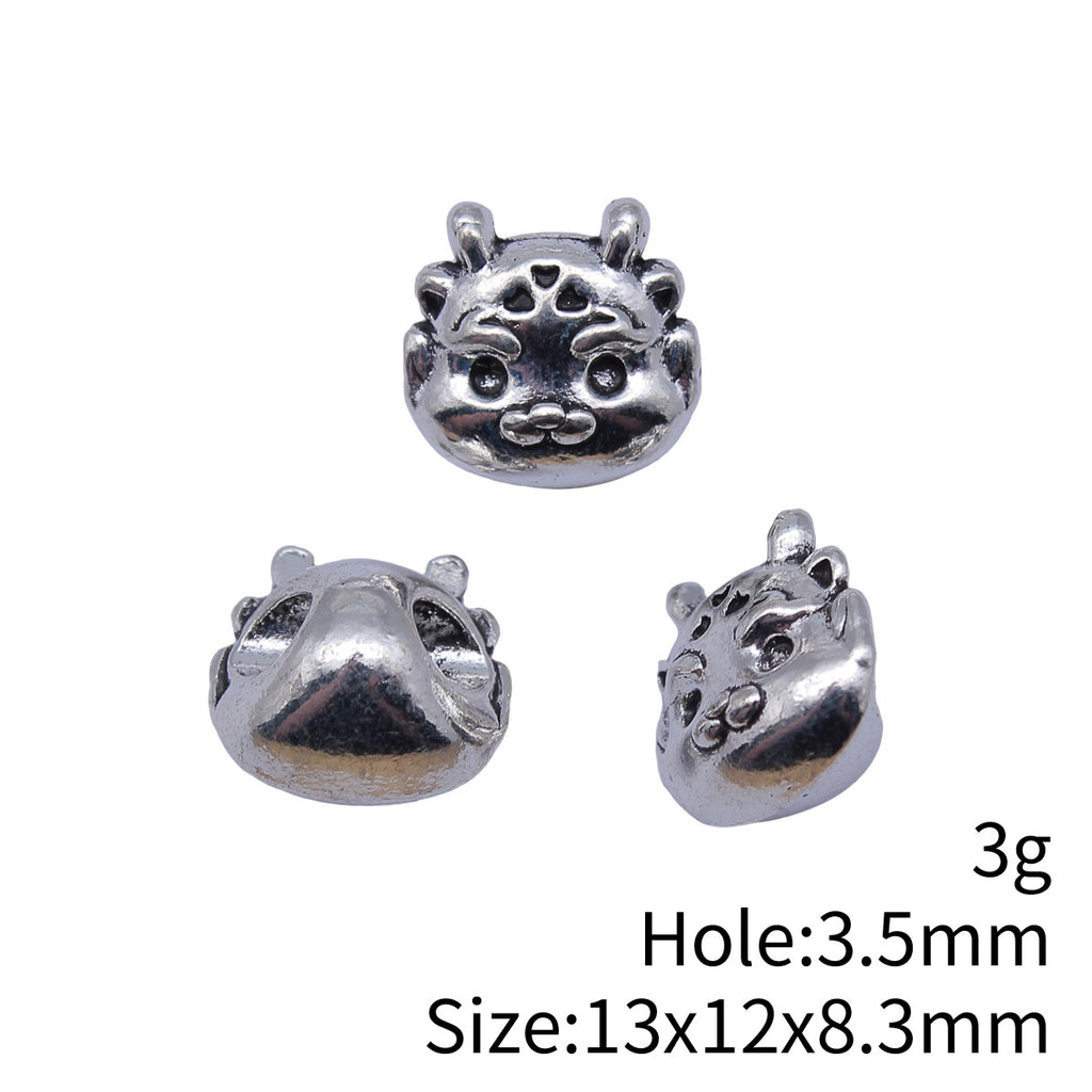 13x12x8.3mm 3g Antique Silver Zinc Alloy Chinese Dragon Large Hole Beads for DIY Bracelet Jewelry Making
