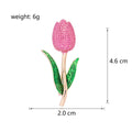 Pink Tulip Crystal Enamel Two Designs Metal Brooch Pin view 2