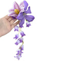 Purple Fabric Flower Hair Clip Cascading Bell Bloom view 5