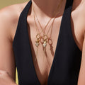 Gold Stainless Steel Key Ring Heart Zircon Cross Tassel Necklace view 4
