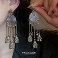 Ornate Disc and Bell Tassel Drop Earrings in Two Finishes view 1