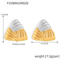 Gold Two-Tone Woven Stripe Triangle Titanium Steel Earrings view 6